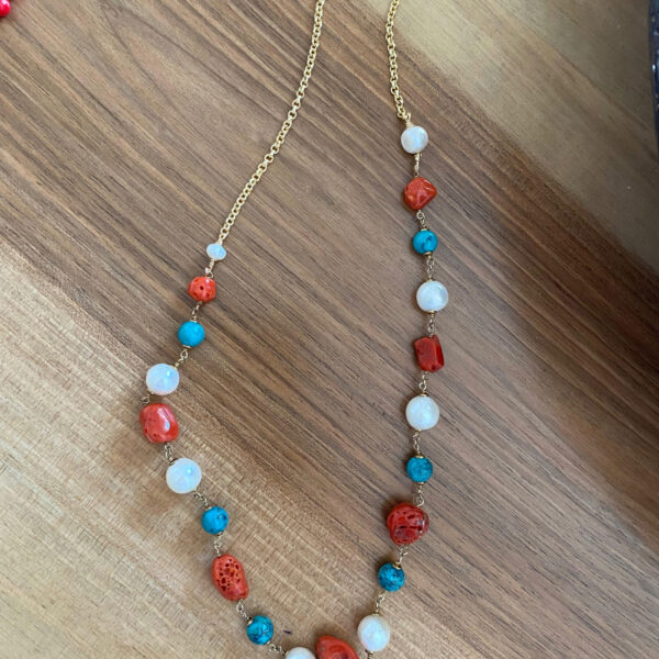 Collana Perle Corallo Turchese Capri - immagine 2
