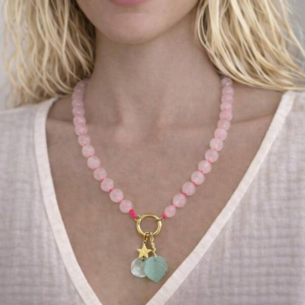 Collana Quarzo Rosa Nuova Dehli - immagine 1