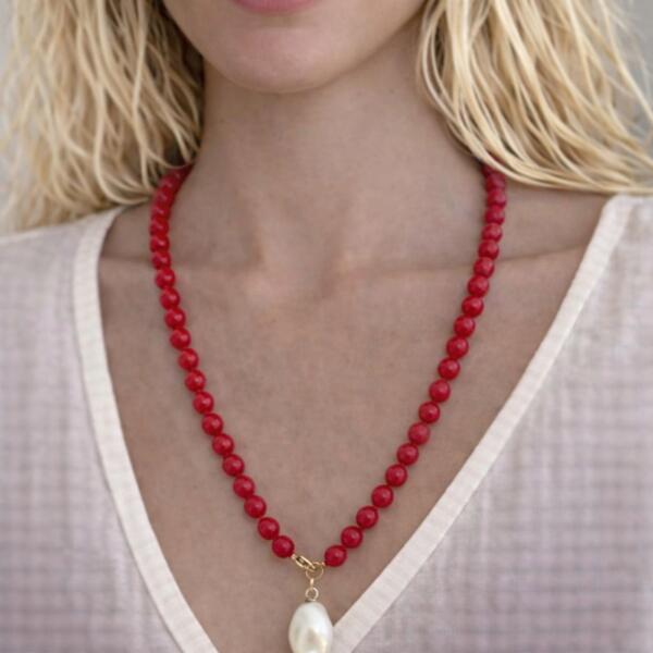 Collana Giada Rossa Roxenne - immagine 1