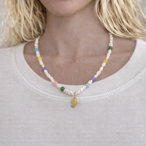 Collana  Perle di fiume Melograno - immagine 1
