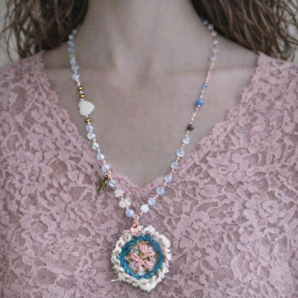 Collana Stoffa Ricamata - immagine 2